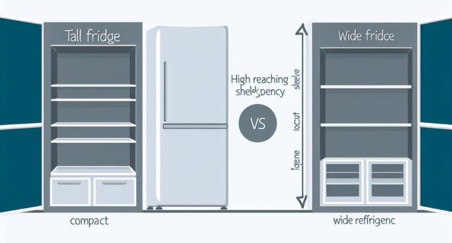 comparando refrigeradores estrechos y anchos